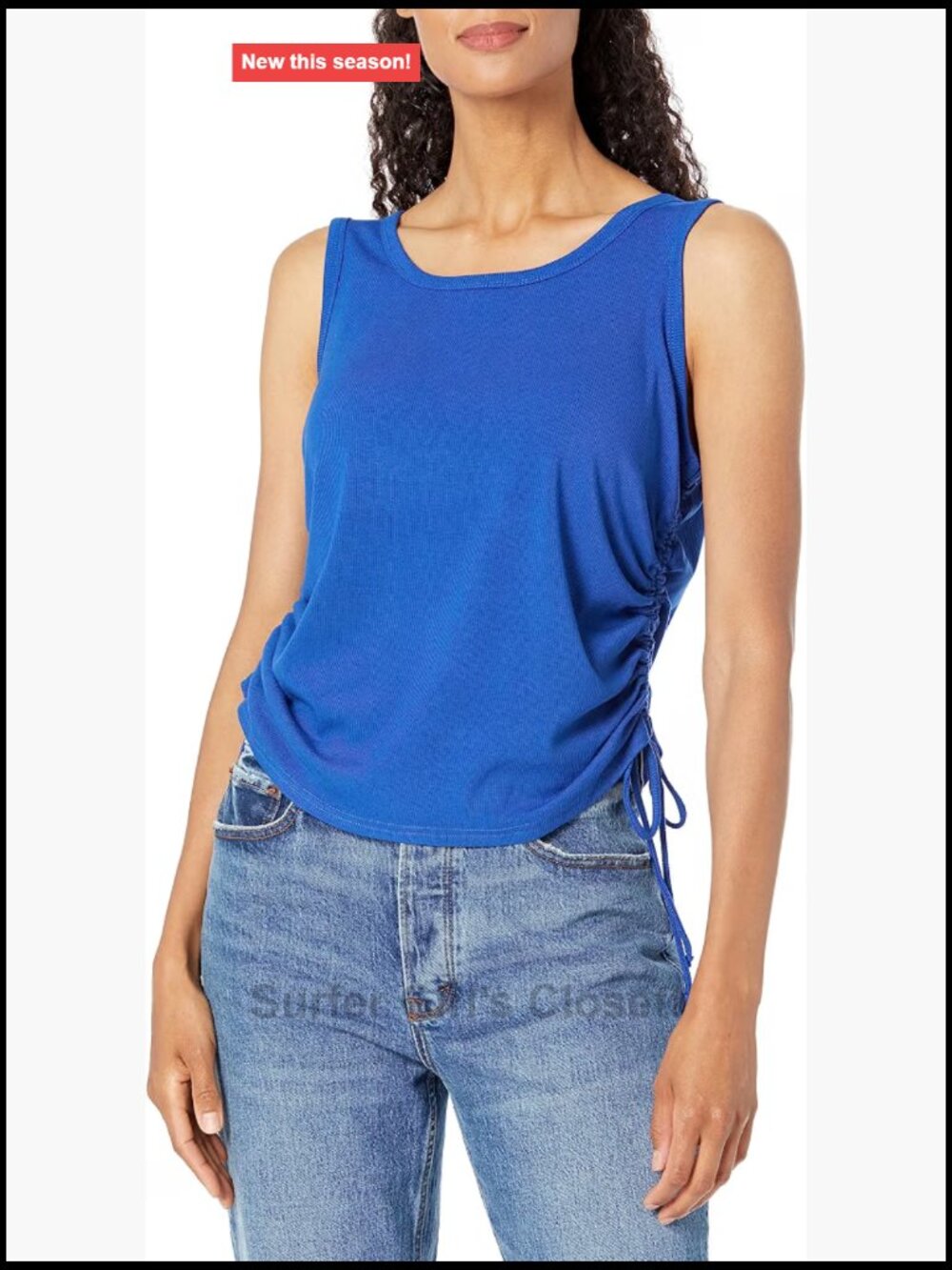 Sleeveless Ruched Tank Top Scoop Neck Viscose Spandex